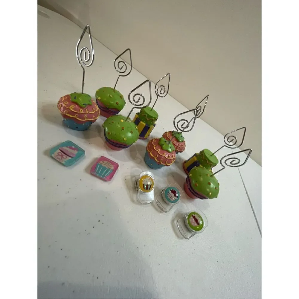Cupcake cake magnets clips and note holders set of 13